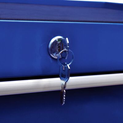 vidaXL Warsztatowy wózek narzędziowy z 7 szufladami, niebieski