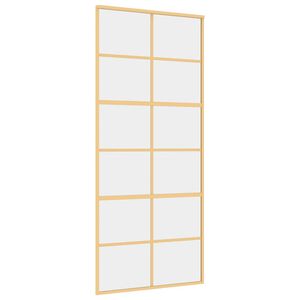 vidaXL Drzwi przesuwne, złote, 90x205 cm, przezroczyste szkło ESG
