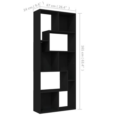 vidaXL Regał na książki, czarny, 67x24x161 cm, materiał drewnopochodny