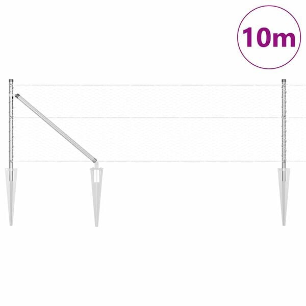 vidaXL Ogrodzenie z słupkami Srebrny 0.6 x 10 m Stal pokryta PCV