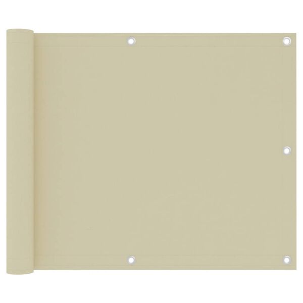 vidaXL Parawan balkonowy, kremowy, 75x500 cm, tkanina Oxford