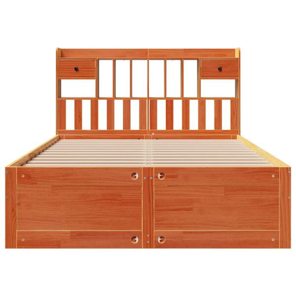 vidaXL Ł&oacute;żko z regałem, bez materaca, 150x200 cm, lite drewno sosnowe