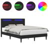 vidaXL Ramka ł&oacute;żka z paskami LED Czarny 140 x 200 cm Ekosk&oacute;ra