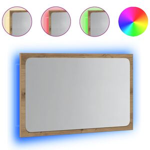 vidaXL Lustro łazienkowe z LED, dąb artisan, 60x8,5x38 cm