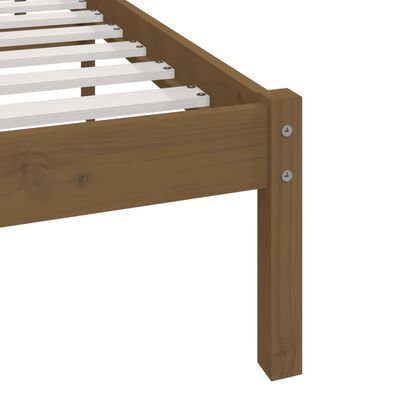 vidaXL Rama łóżka, lite drewno, brązowa, 135x190 cm, 4FT6, podwójna
