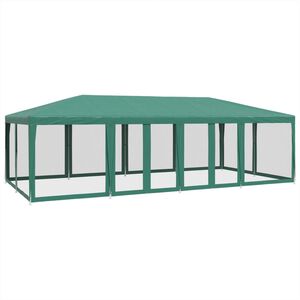 vidaXL Namiot imprezowy z 12 ścianami z siatki, zielony, 8x4 m, HDPE