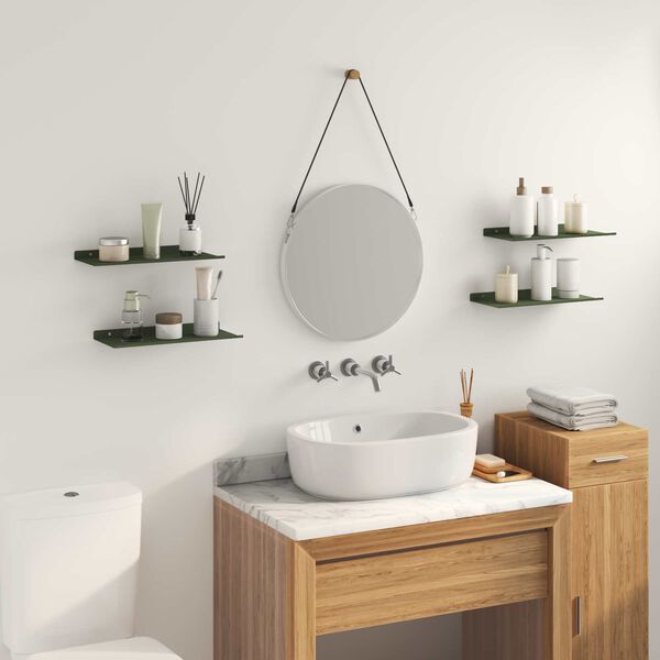 vidaXL P&oacute;łka wisząca 4 pcs Zielony oliwkowy 40 x 18 x 2,5 cm Stal