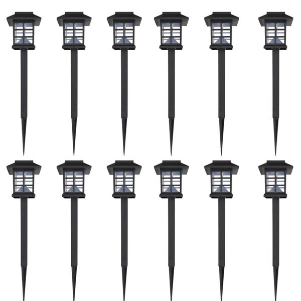 vidaXL Ogrodowe lampy solarne LED, 12 szt., ze szpikulcem 8,6x8,6x38 cm