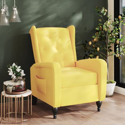 vidaXL Rozkładany fotel, żółty, obity aksamitem