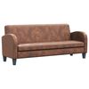 vidaXL Sofa 3-osobowa ze sztucznej sk&oacute;ry zamszowej, brązowa