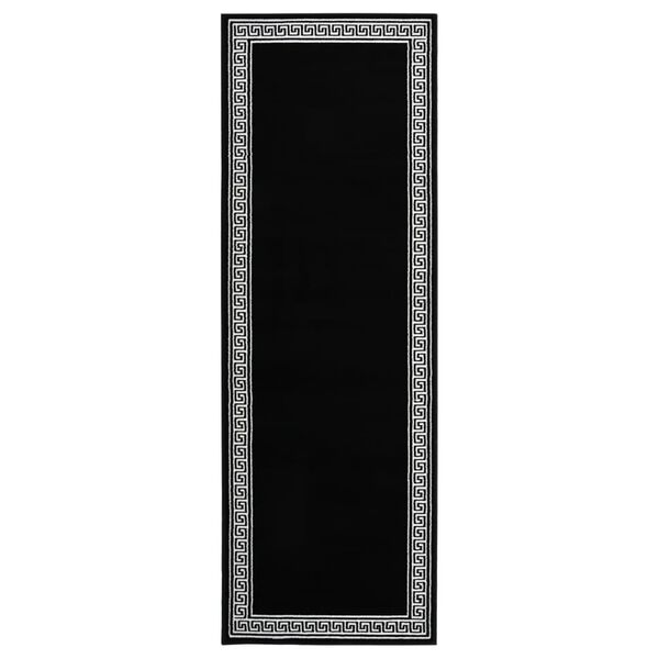 vidaXL Chodnik dywanowy, BCF, czarny z motywem, 80x200 cm
