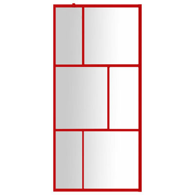 vidaXL Ścianka prysznicowa, przezroczyste szkło ESG, czerwona 80x195cm