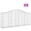vidaXL Kosze gabionowe, 8 szt, 200x30x80/100 cm, galwanizowane żelazo