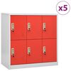 vidaXL Szafki zamykane, 5 szt., jasnoszaro-czerwone, 90x45x92,5 cm