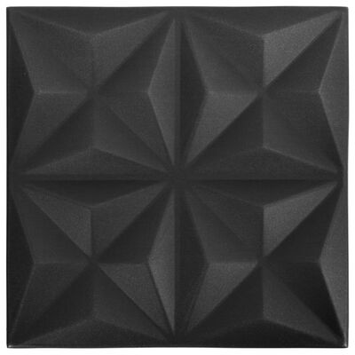 vidaXL Panele ścienne 3D, 24 szt., 50x50 cm, czerń origami, 6 m²