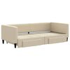 vidaXL Sofa rozsuwana z szufladami, kremowa, 90x200 cm, tkanina