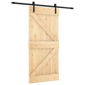 vidaXL Drzwi przesuwne 95 x 210 cm Lite Drewno Sosnowe (Nieobrobione)
