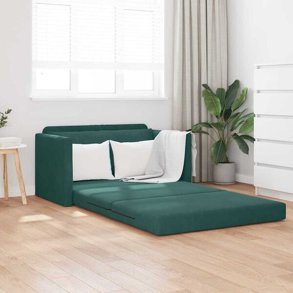 vidaXL Sofa Bed 110cm Ciemna zieleń Aksamit