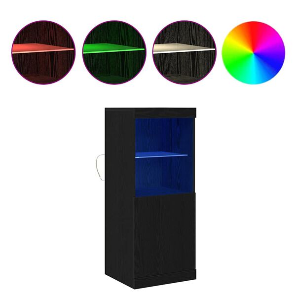 vidaXL Komoda LED Czarny Dąb 41 x 37 x 100 cm Materiał drewnopochodny