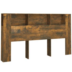 vidaXL Wezgłowie ł&oacute;żka z p&oacute;łkami, przydymiony dąb, 180x18,5x104,5 cm