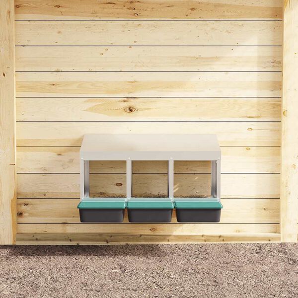 vidaXL Kurnik lęgowy 3-komorowy, montowany na ścianie, ocynkowana stal