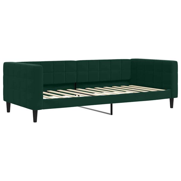 vidaXL Sofa rozsuwana z materacami, ciemnozielona, 90x200 cm, aksamit