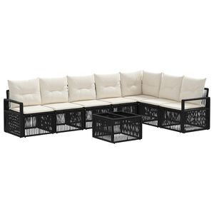 vidaXL Zestaw Sof na Ogr&oacute;d 8 pcs Czarny polirattan