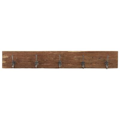 vidaXL Wieszak ścienny z 5 haczykami, 100x2,5x15 cm, drewno z odzysku