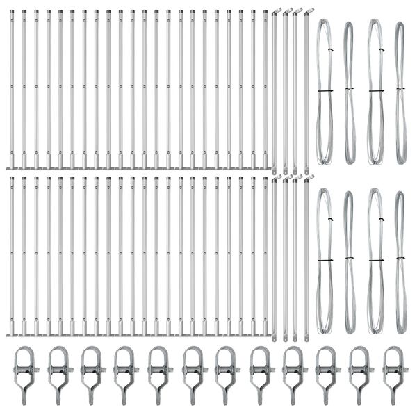 vidaXL Słupek ogrodzeniowy. Inny 52 pcs Szary 3,2 x 3,2 x 50 cm Stal