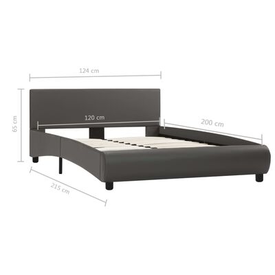 vidaXL Rama łóżka, szara, sztuczna skóra, 120 x 200 cm