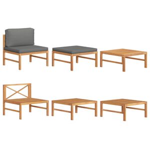 vidaXL 3-cz. zestaw wypoczynkowy do ogrodu, ciemnoszare poduszki, tek