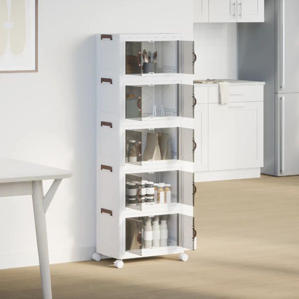 vidaXL Skrzynia do przechowywania z k&oacute;łkami, 5-poziomowa, 28 L