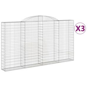 vidaXL Kosze gabionowe, 3 szt, 300x30x160/180 cm, galwanizowane żelazo