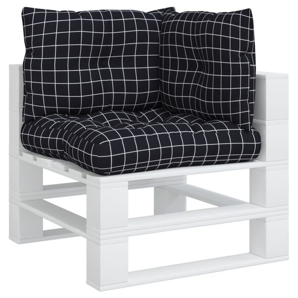 vidaXL Poduszki na palety, 3 szt., czarne w kratę, tkanina Oxford