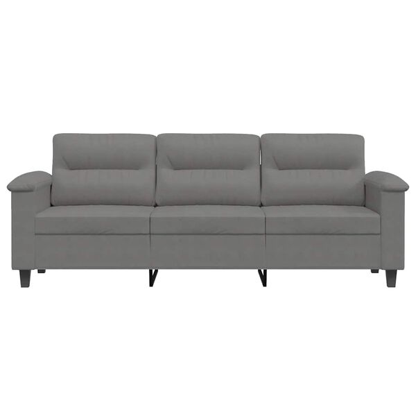 vidaXL 3-osobowa sofa, ciemnoszary, 180 cm, tapicerowana mikrofibrą