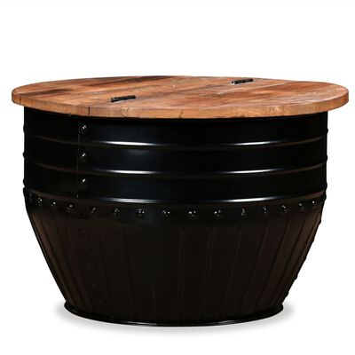 vidaXL Stolik kawowy z drewna odzyskanego, kształt beczki, czarny