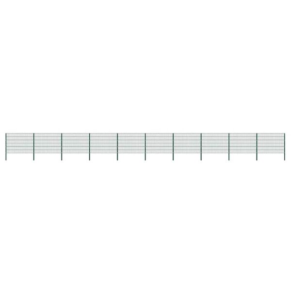 vidaXL Panel ogrodzeniowy ze słupkami żelaznymi 1730x120 cm zielony