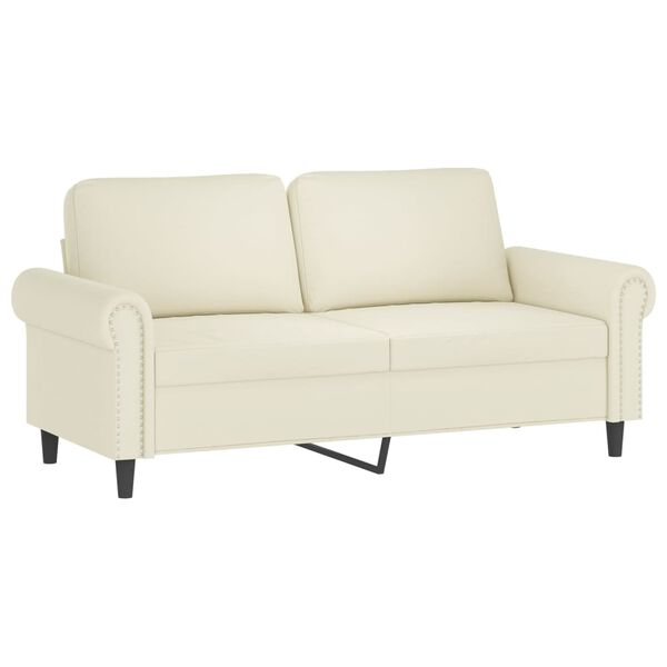 vidaXL 2-osobowa sofa z poduszkami, kremowa, 140 cm, aksamit