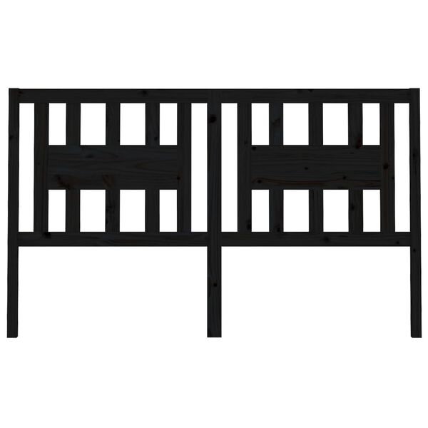 vidaXL Wezgłowie ł&oacute;żka, czarne, 156x4x100 cm, lite drewno sosnowe