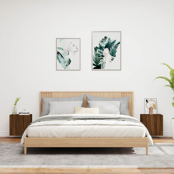 vidaXL Ścienne szafki TV, 2 szt., brązowy dąb, 40,5x30x40 cm