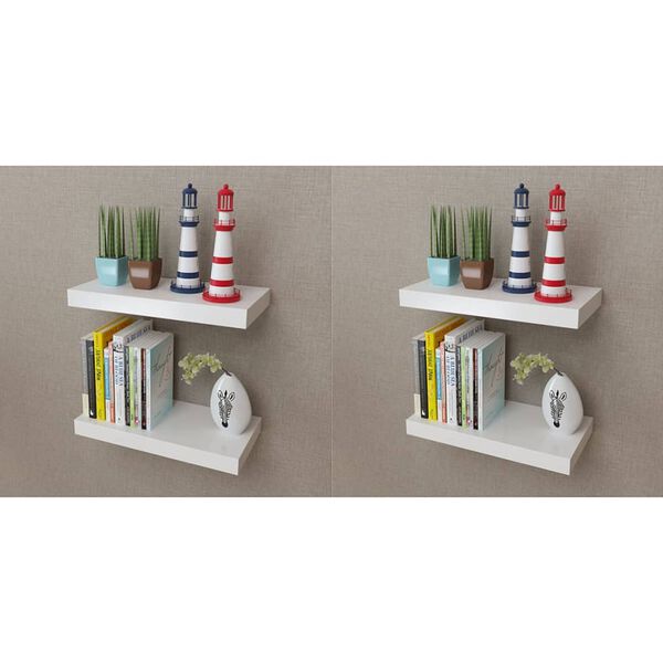 vidaXL Półki ścienne, 4 szt., białe, 40 cm