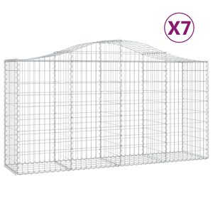 vidaXL Kosze gabionowe, 7 szt, 200x50x100/120 cm, galwanizowane żelazo