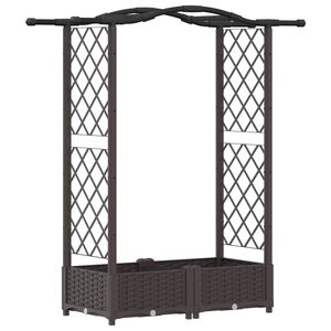 vidaXL Podniesione ł&oacute;żko z kratką i dachem brązowy 124 x 40 x 123 cm