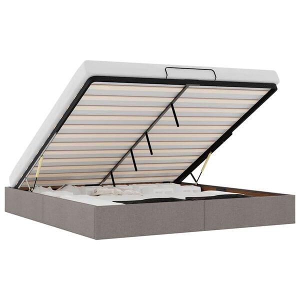 vidaXL Rama ł&oacute;żka otomana bez materacem, taupe, 200x200 cm, tkanina