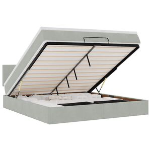 vidaXL Rama ł&oacute;żka otomana z materacem, szara, 160x200 cm, aksamit
