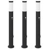 vidaXL Lampy słupkowe z czujnikiem i gniazdkiem, 3 szt., 80 cm, stal nierdzewna, IP44