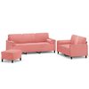 vidaXL 3-częściowy komplet wypoczynkowy z poduszkami, r&oacute;żowy, aksamit