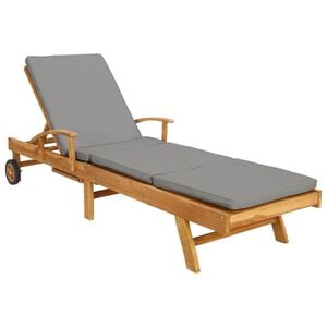 vidaXL Leżak z Poduszką 100% Poliester, solidny teak
