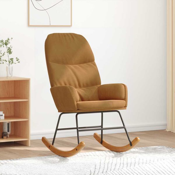 vidaXL Fotel bujany, brązowy, tapicerowany aksamitem