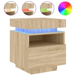 vidaXL Szafka nocna z oświetleniem LED, dąb sonoma, 40x39x48,5 cm